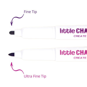 Comparison of Ultra Fine Tip and Fine Tip colouring markers showing tip sizes