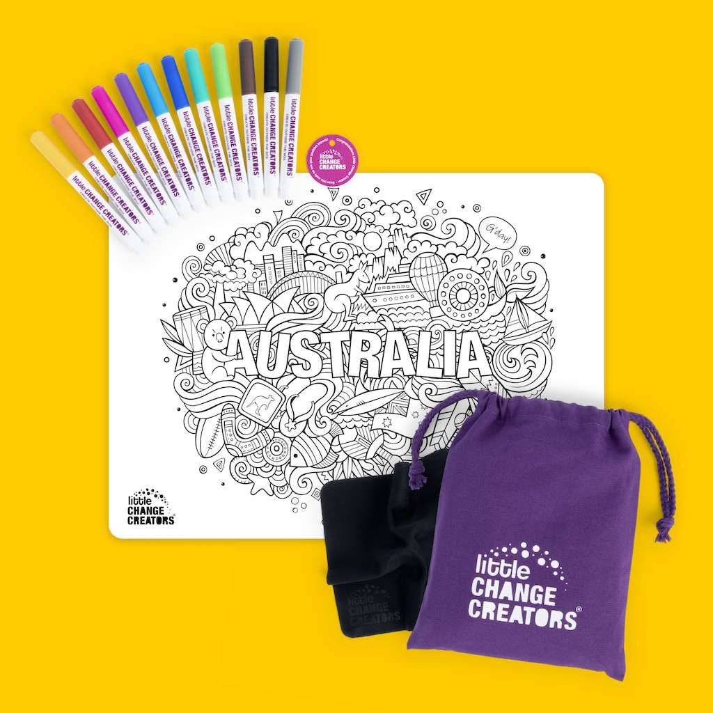 Aussie Icons colouring mats for tweens