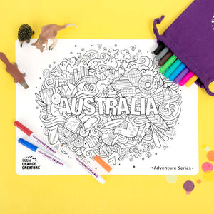 Australian mat for scribble and colour fun for tweens