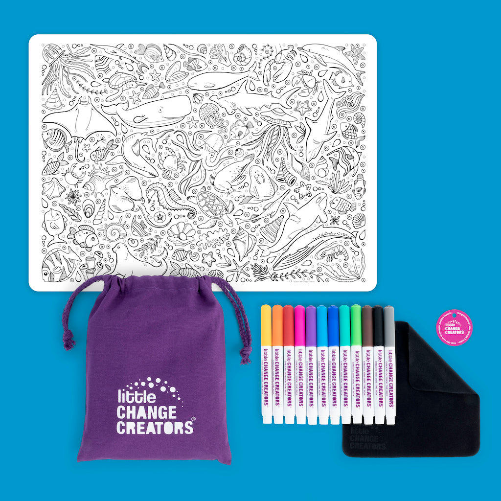 Underwater colouring set 
for travel time scribble and doodle activities