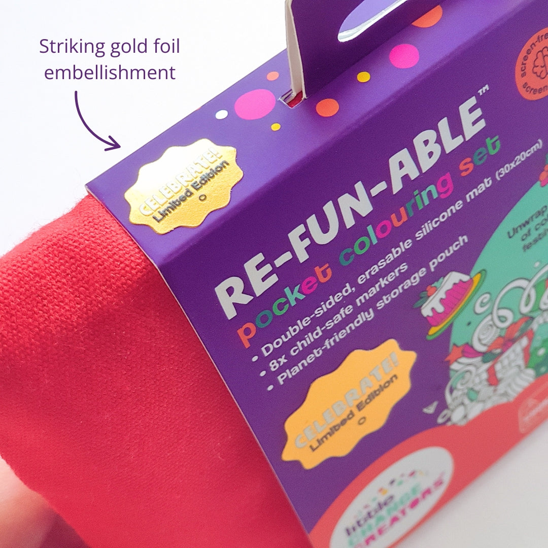 Gold foil detail on Christmas Colouring Kit