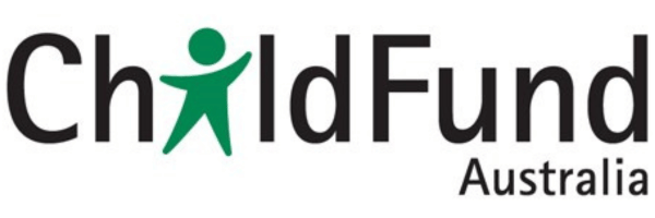 ChildFund Australia logo with black text and green child icon