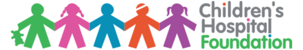 Children's Hospital Foundation Logo with playful multi-coloured child icons