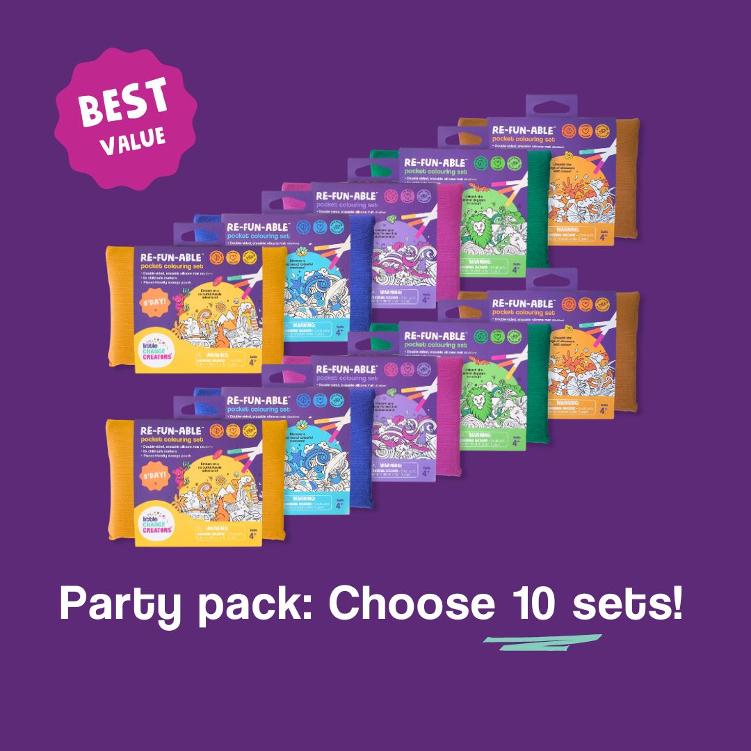 Reusable Colouring Party Pack with 10 Silicone Colouring Mats