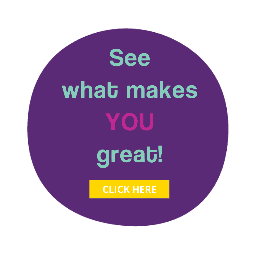 Purple bubble image with text see what makes you great