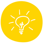 Yellow Icon featuring lightbulb doodle graphic