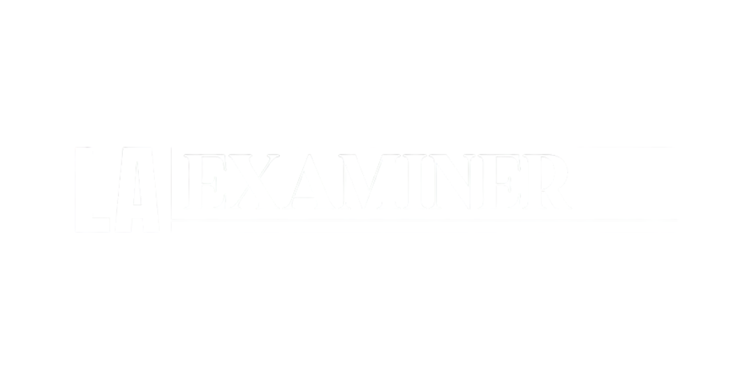 LA Examiner logo in white on transparent background