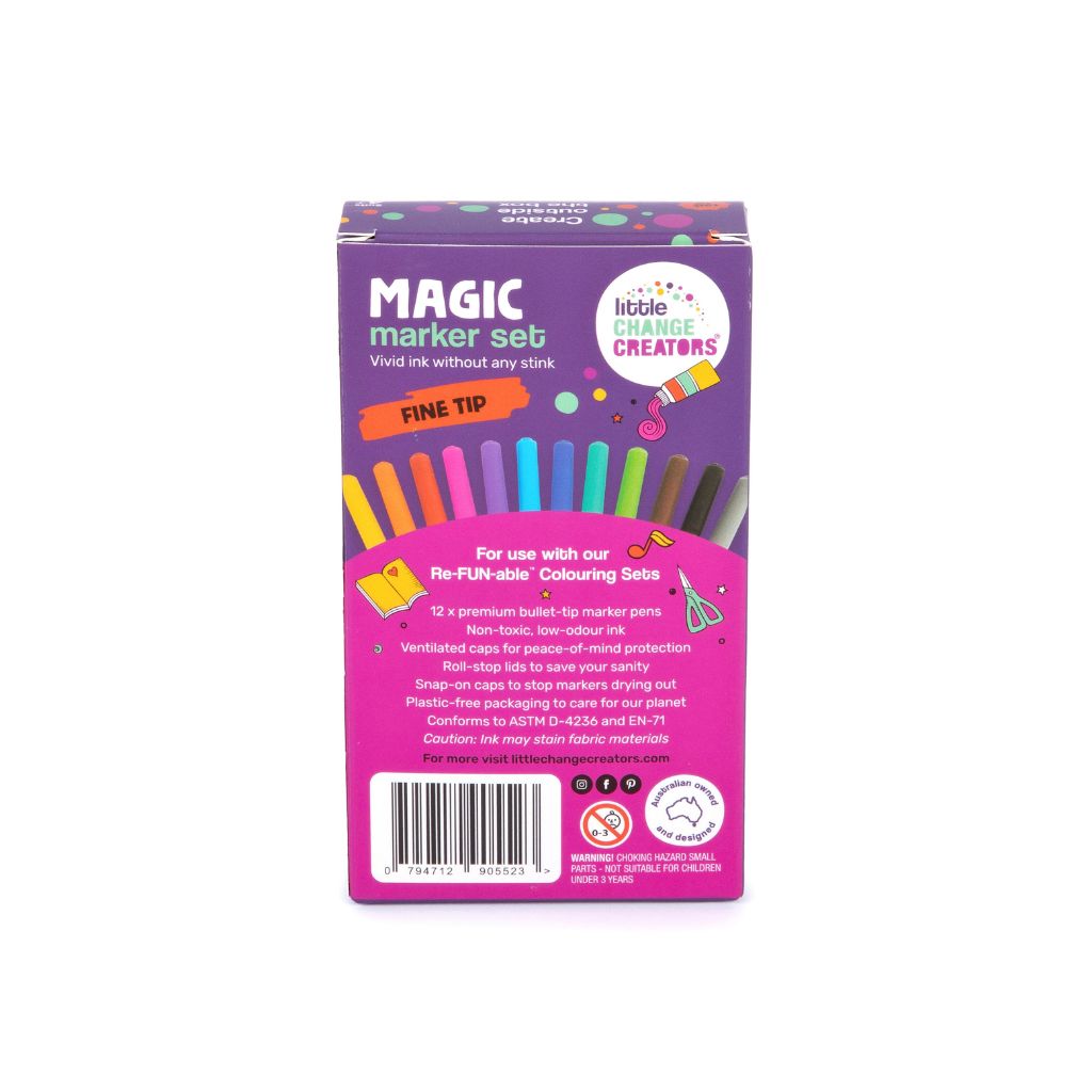 12 pack of fine tip markers from behind