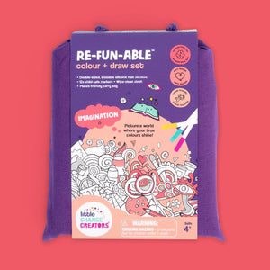Imagination reusable colour and draw mat showing front of packaging