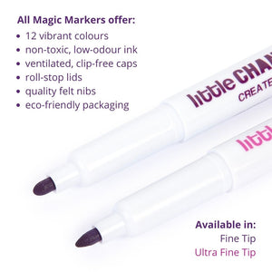 Fine tip and Ultrafine tip markers with descriptive text of what they offer