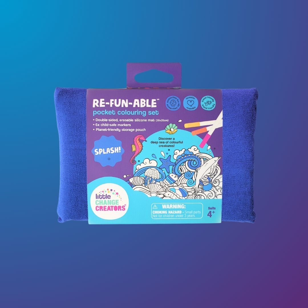 Little Change Creators Ocean-themed Double-sided Reusable Silicone Colouring Mat featuring Sealife.