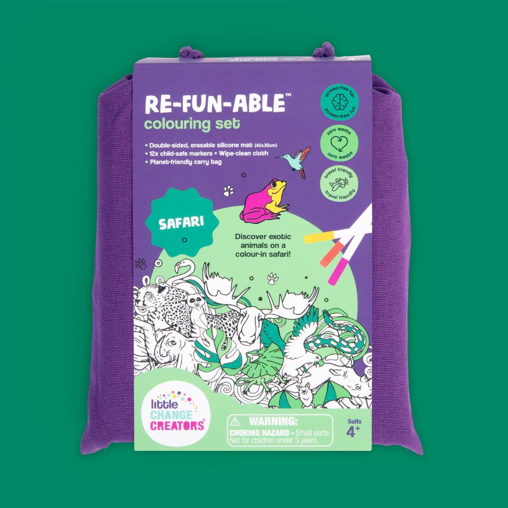 Safari reusable colouring mat showing front of packaging