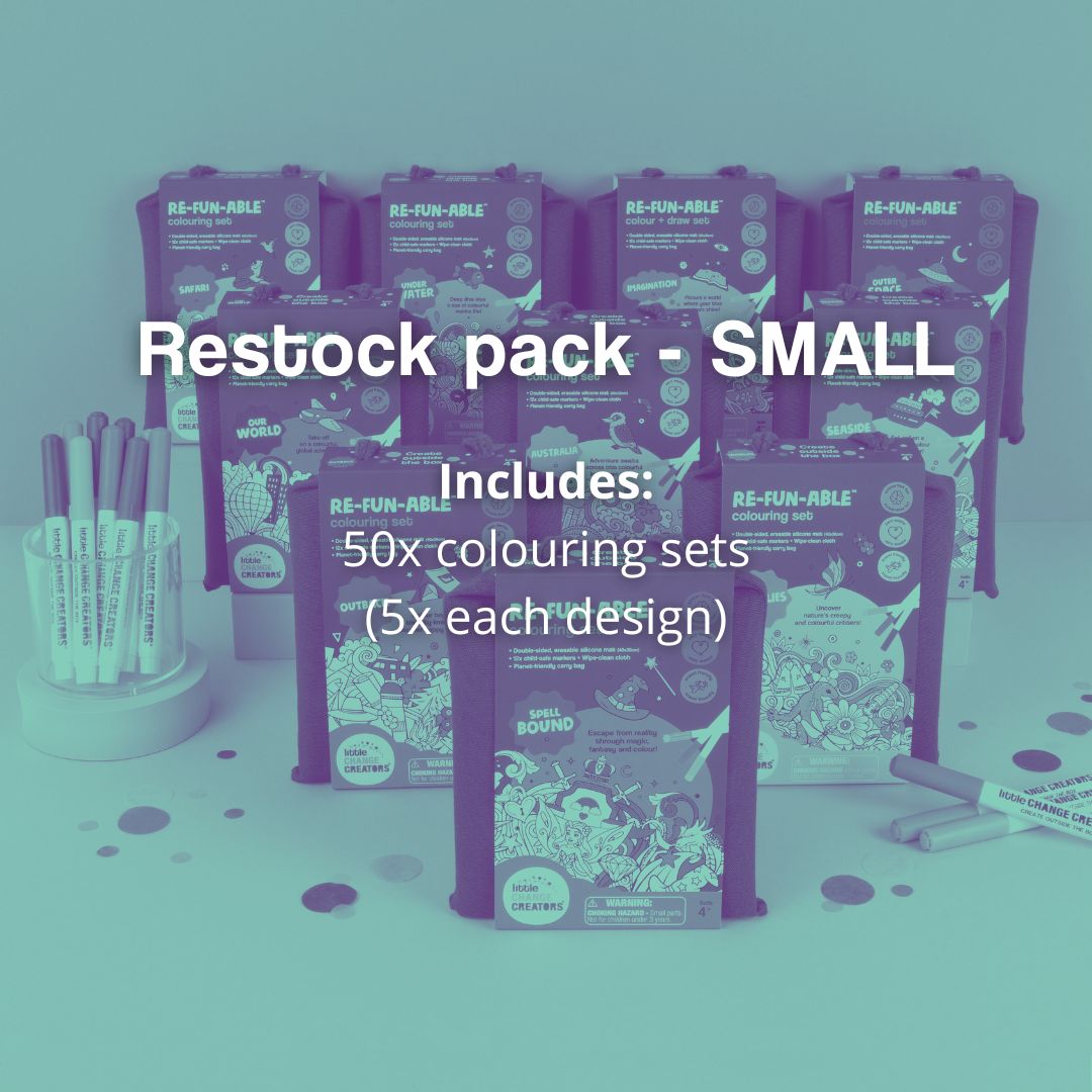 Image of small restock pack set with description of included packs