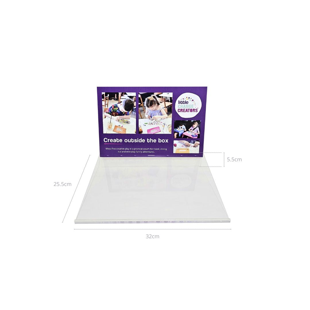Little Change Creators Acrylic Display Stand to fit Pocket Colouring Sets - Front.