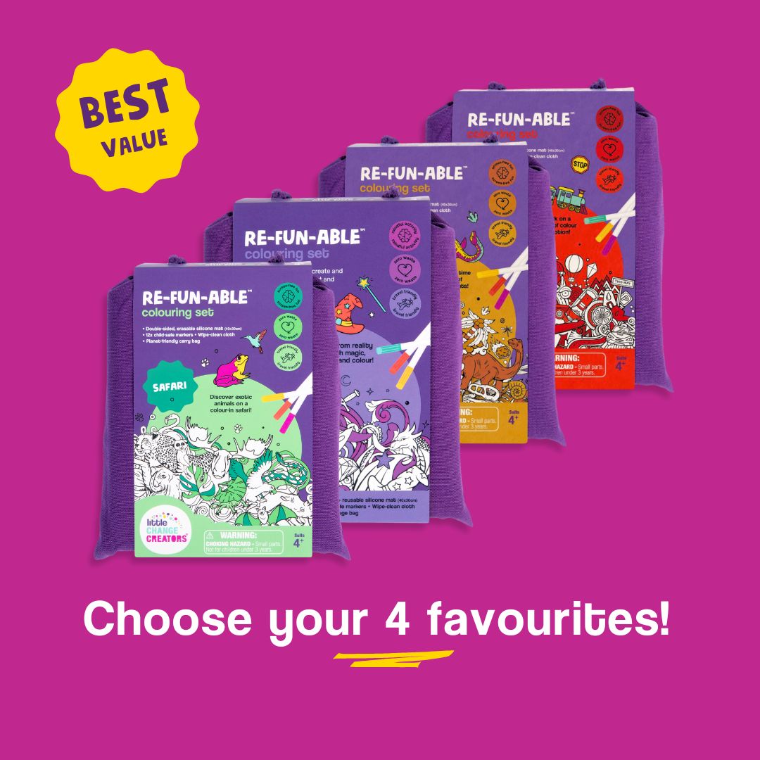 Mega value pack of four silicone colouring mat set with free shipping