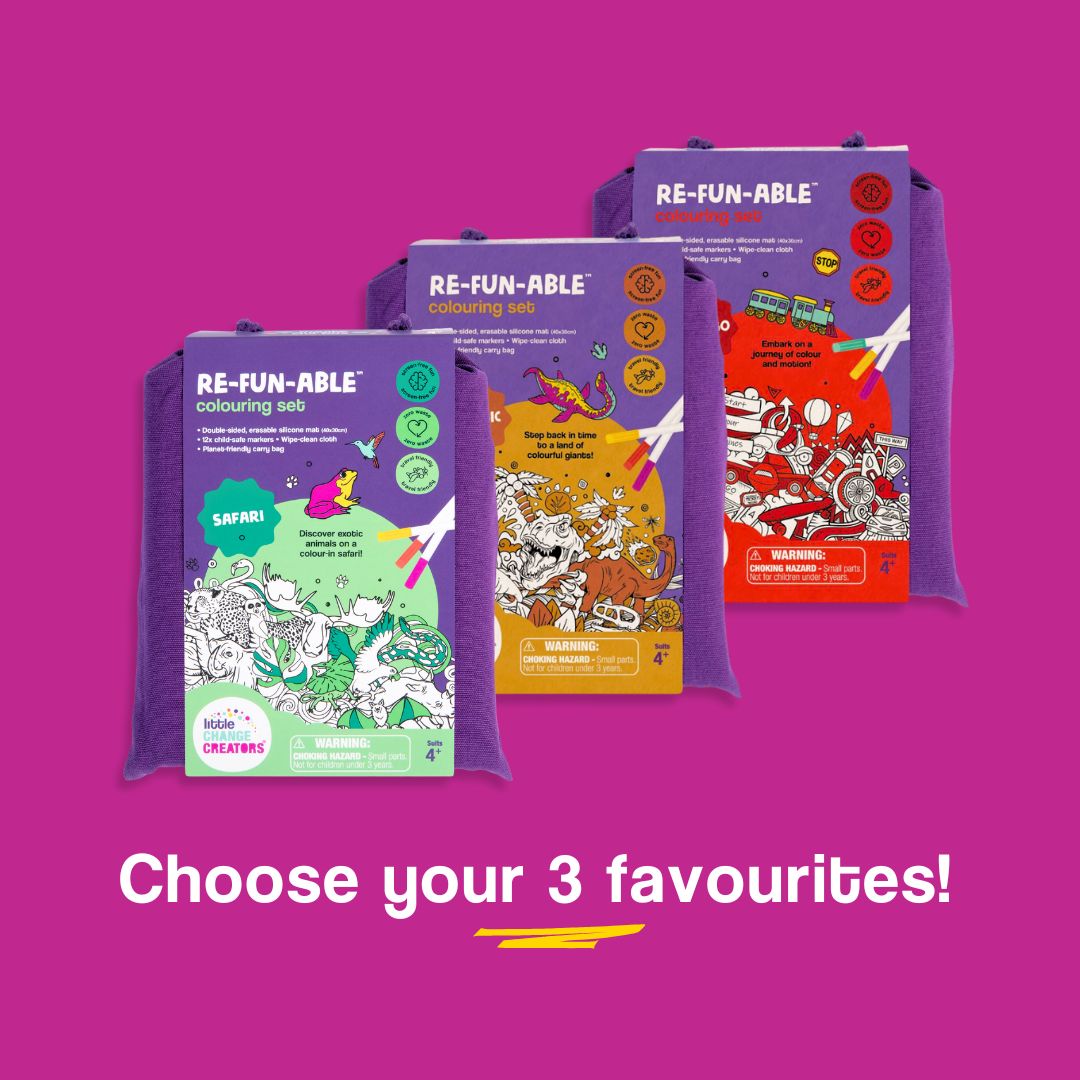 Mini value pack of three silicone colouring mat set with free shipping