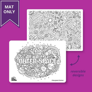 Outer Space Double Sided Reusable Colouring Mat Only
