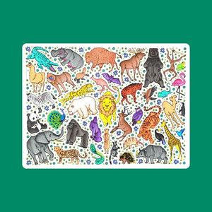Rear of Safari reusable colouring and doodle mat with detailed colouring