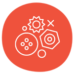 Orange Icon featuring a variety of doodle shapes