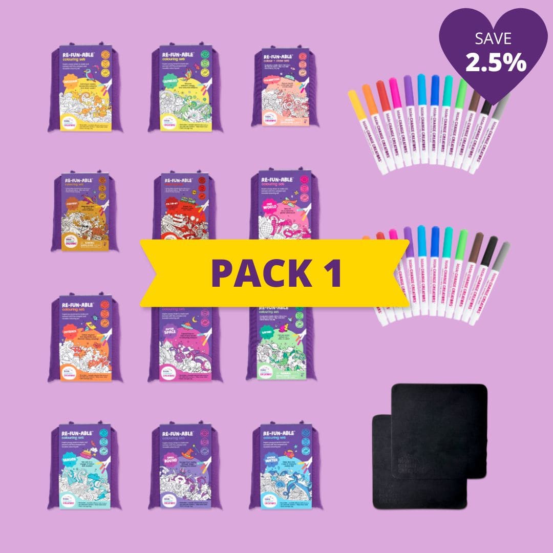 Little Change Creators Wholesale Pack 1 featuring Re-FUN-able colouring sets and accessories.