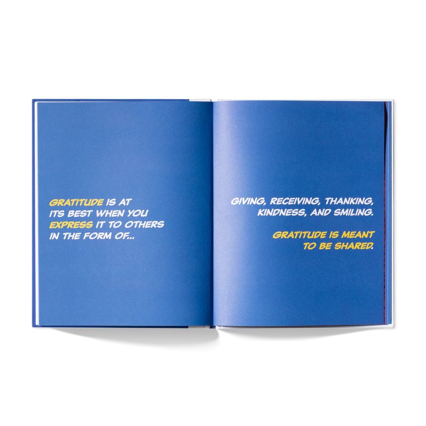 A kids book about gratitude by Ben Kenyon open page showing sample pages of text from the book