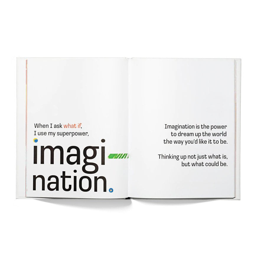 A kids book about imagination by Levar Burton open page showing sample pages of text from the book