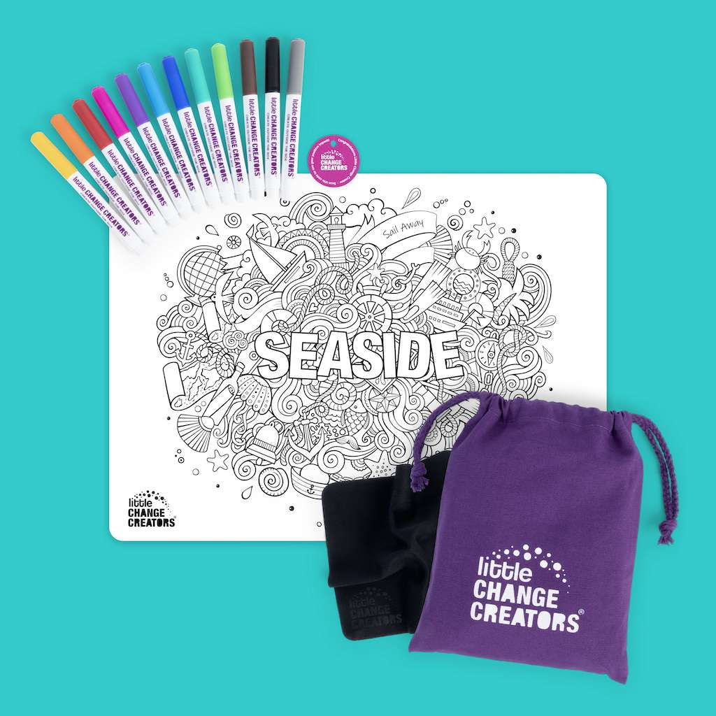 Seaside themed colouring mar