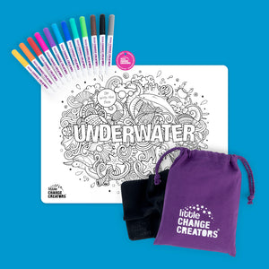 Underwater colouring set  for restaurant relaxation time