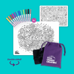 Seaside double sided reusable silicone colouring set